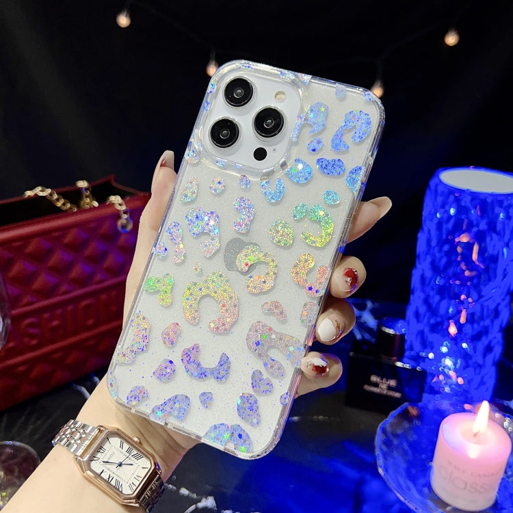 For iPhone 14 Pro Max Little Star Series Glitter Powder TPU Phone Case(Leopard Print) - iPhone 14 Pro Max Cases by PMC Jewellery | Online Shopping South Africa | PMC Jewellery