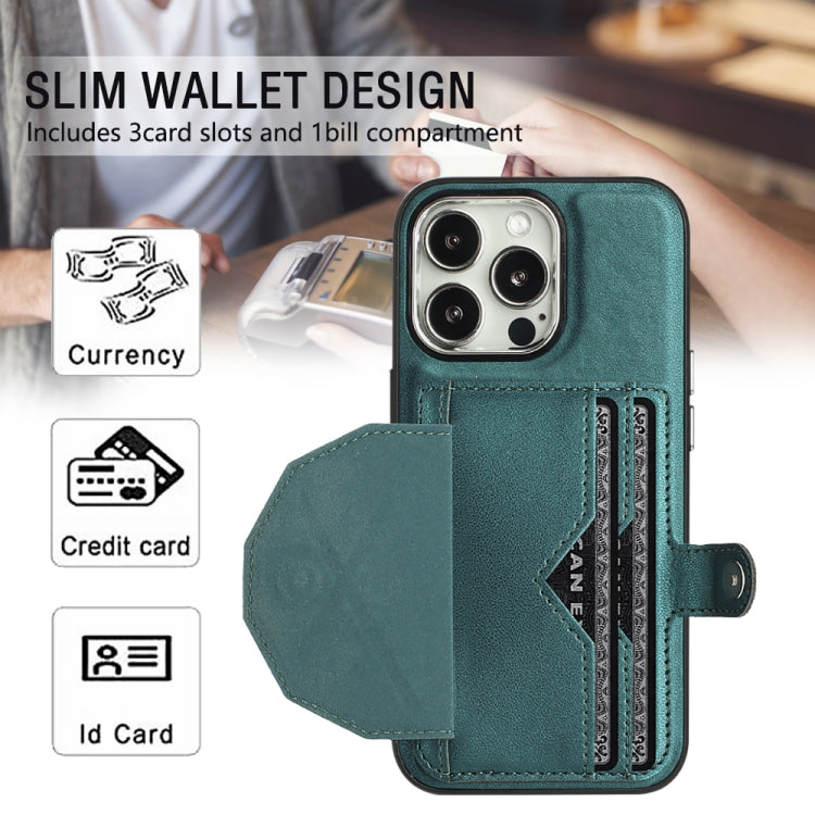 For iPhone 14 Pro Shockproof Leather Phone Case with Card Holder(Green) - iPhone 14 Pro Cases by PMC Jewellery | Online Shopping South Africa | PMC Jewellery