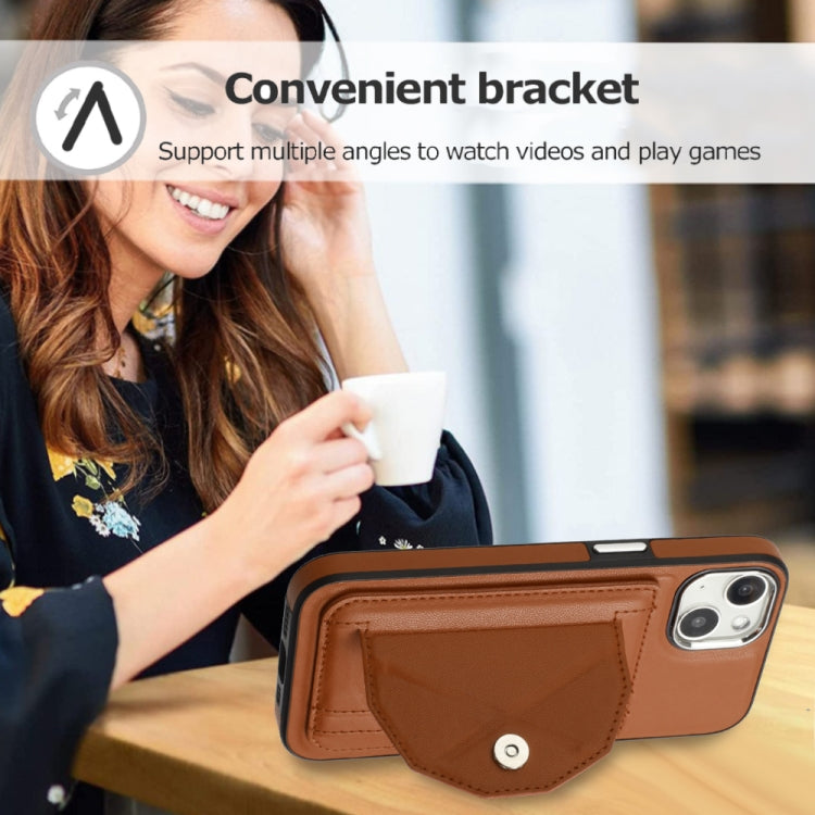 For iPhone 13 Shockproof Leather Phone Case with Card Holder(Brown) - iPhone 13 Cases by PMC Jewellery | Online Shopping South Africa | PMC Jewellery