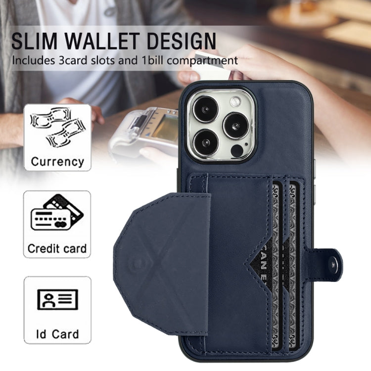 For iPhone 13 Pro Shockproof Leather Phone Case with Card Holder(Blue) - free shipping - PMC TechLife - Order now!