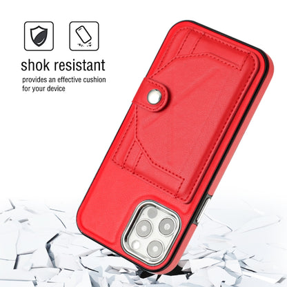 For iPhone 12 / 12 Pro Shockproof Leather Phone Case with Card Holder(Red) - iPhone 12 / 12 Pro Cases by PMC Jewellery | Online Shopping South Africa | PMC Jewellery