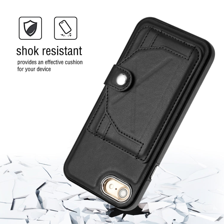For iPhone SE 2022/SE 2020/6/7/8 Shockproof Leather Phone Case with Card Holder(Black) - free shipping - PMC TechLife - Order now!