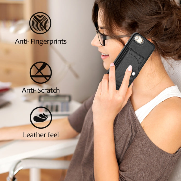 For iPhone SE 2022/SE 2020/6/7/8 Shockproof Leather Phone Case with Card Holder(Black) - free shipping - PMC TechLife - Order now!