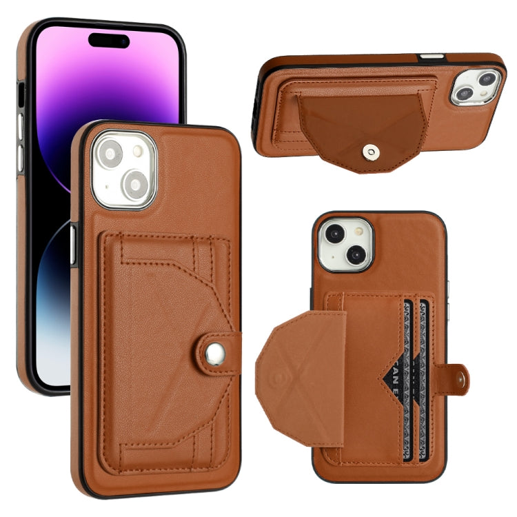 For iPhone 15 Plus Shockproof Leather Phone Case with Card Holder(Brown) - free shipping - PMC TechLife - Order now!