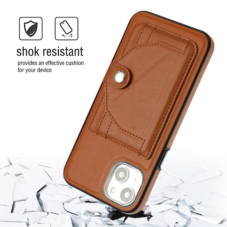 For iPhone 15 Plus Shockproof Leather Phone Case with Card Holder(Brown) - free shipping - PMC TechLife - Order now!