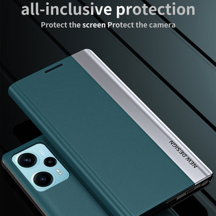 For Xiaomi Poco F5 Side Side Electroplated Magnetic Leather Phone Case(Pink) - Xiaomi Cases by PMC TechLife | Online Shopping South Africa | PMC TechLife | Buy Now Pay Later Mobicred