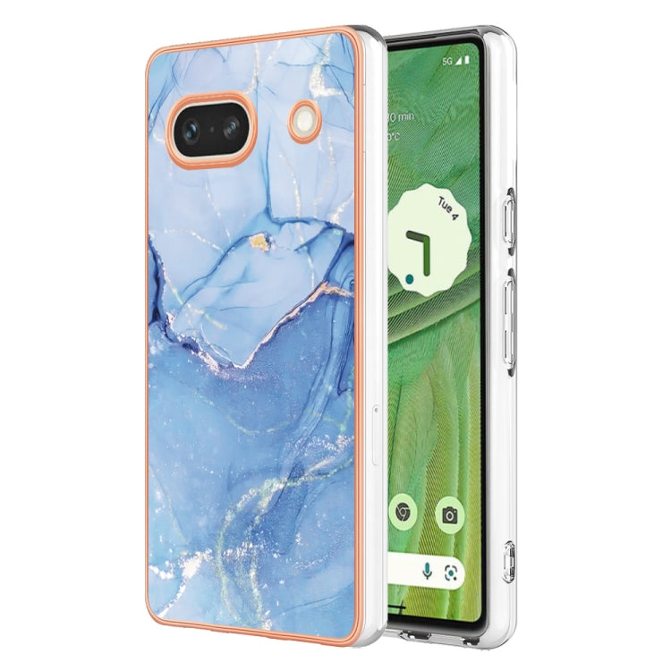 For Google Pixel 7a Electroplating Marble Dual-side IMD Phone Case(Blue 018) - free shipping - PMC TechLife - Order now!