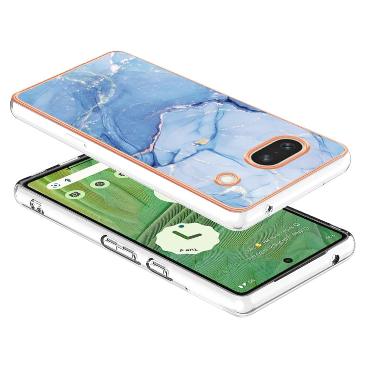 For Google Pixel 7a Electroplating Marble Dual-side IMD Phone Case(Blue 018) - Google Cases by PMC Jewellery | Online Shopping South Africa | PMC Jewellery