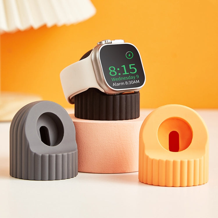 For Apple Watch Wave Pattern Silicone Watch Charging Stand(Silty Sand) - Charger / Holder by PMC TechLife | Online Shopping South Africa | PMC TechLife