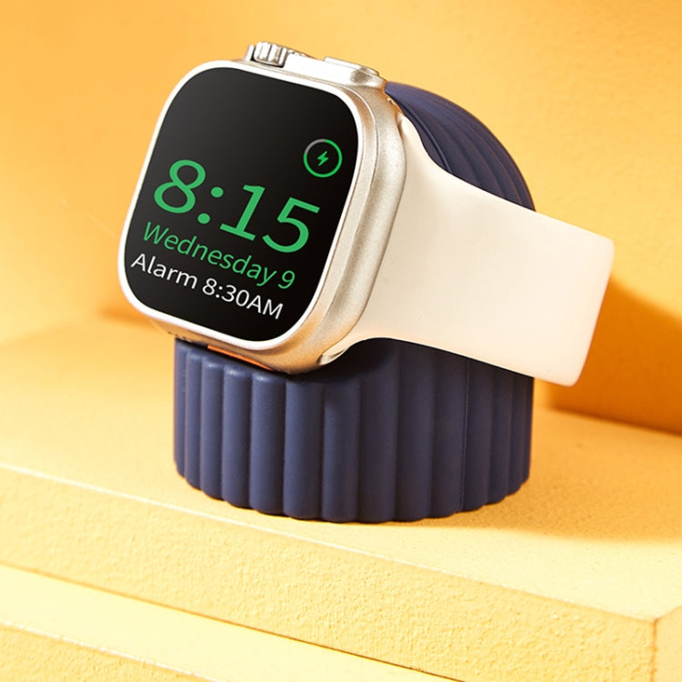 For Apple Watch Wave Pattern Silicone Watch Charging Stand(Black) - Charger / Holder by PMC TechLife | Online Shopping South Africa | PMC TechLife