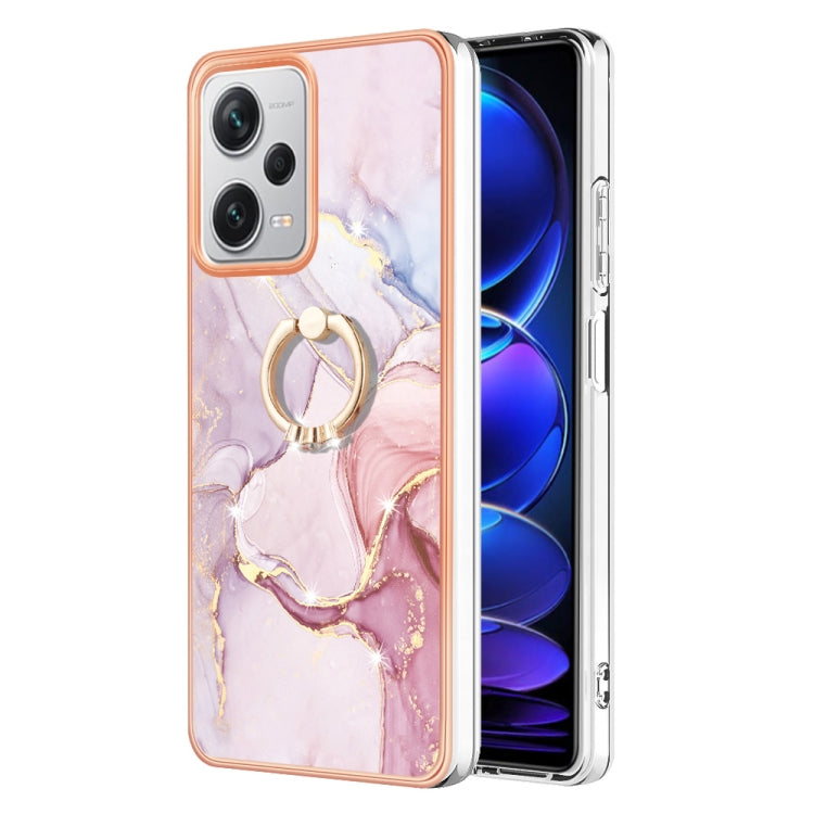 For Xiaomi Redmi Note 12 Pro+ Global Electroplating Marble IMD TPU Phone Case with Ring Holder(Rose Gold 005) - free shipping - PMC TechLife - Order now!
