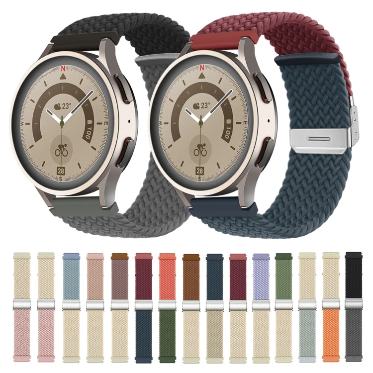 20mm Buckle Braided Nylon Watch Band(Dark Blue Beige) - 20mm Bands by PMC TechLife | Online Shopping South Africa | PMC TechLife