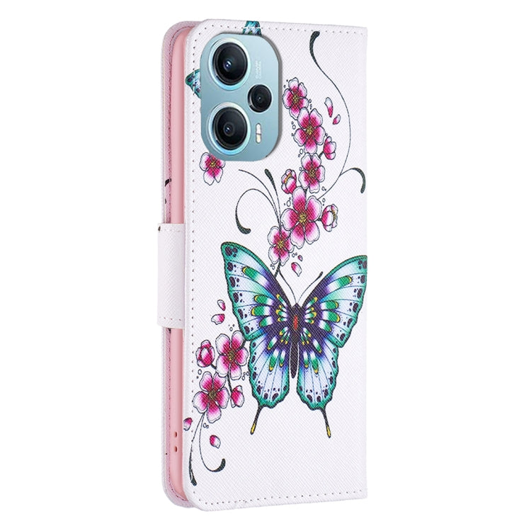 For Xiaomi Poco F5 5G / Redmi Note 12 Turbo Colored Drawing Pattern Leather Phone Case(Flowers Butterfly) - free shipping - PMC TechLife - Order now!