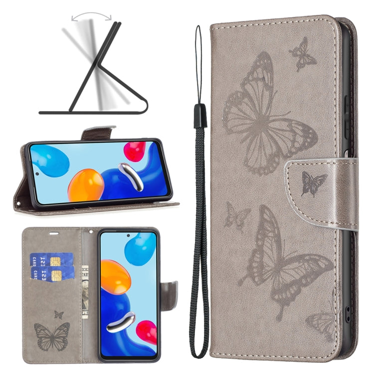 For Xiaomi Redmi Note 12S 4G / Note 11 Two Butterflies Embossing Leather Phone Case(Grey) - free shipping - PMC TechLife - Order now!