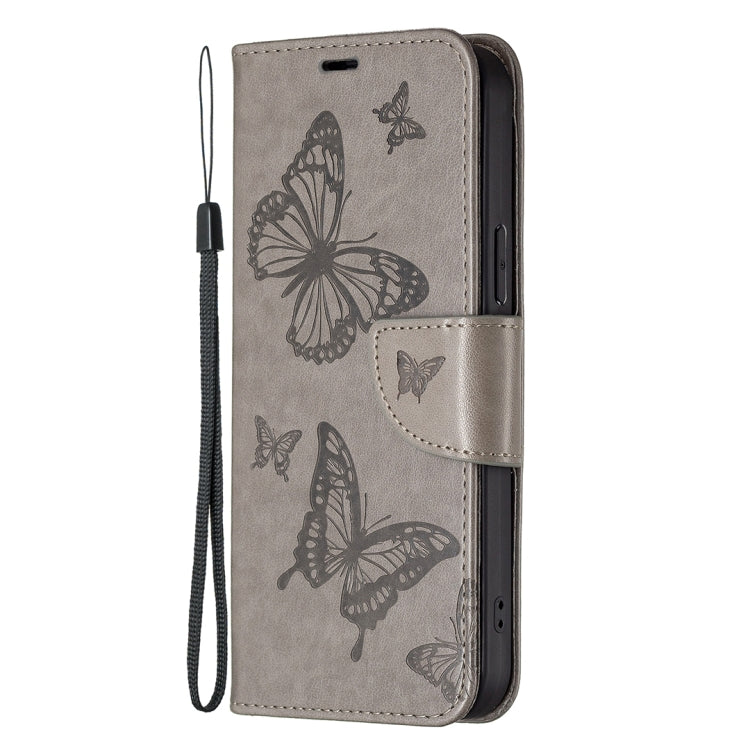 For Xiaomi Redmi Note 12S 4G / Note 11 Two Butterflies Embossing Leather Phone Case(Grey) - free shipping - PMC TechLife - Order now!