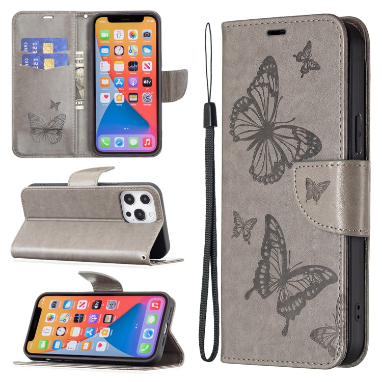 For Xiaomi Poco F5 5G / Redmi Note 12 Turbo Two Butterflies Embossing Leather Phone Case(Grey) - free shipping - PMC TechLife - Order now!