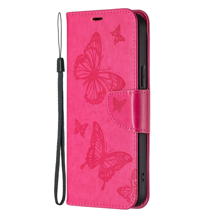 For Xiaomi Redmi 12 4G Two Butterflies Embossing Leather Phone Case(Rose Red) - free shipping - PMC TechLife - Order now!