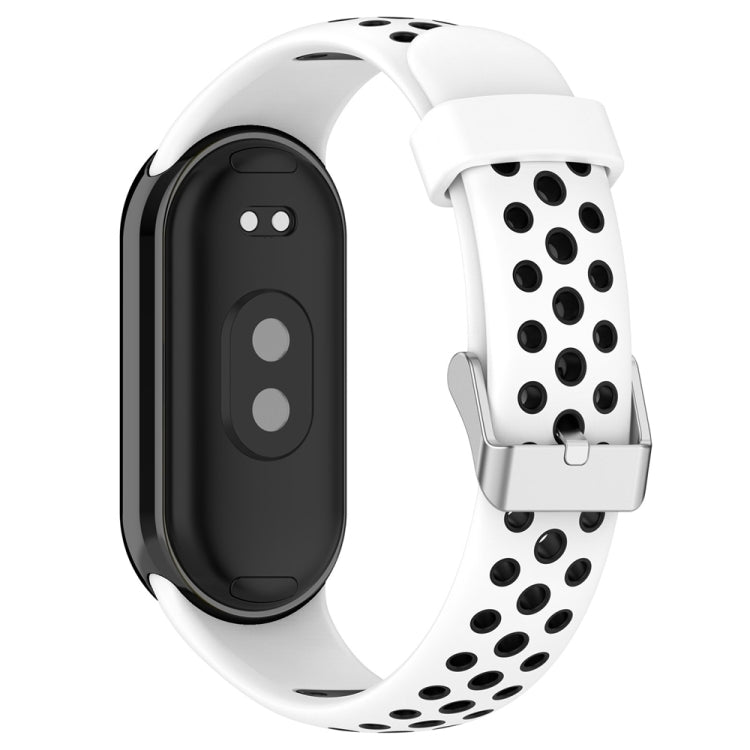 For Xiaomi Mi Band 8 Two-color Steel Plug Silicone Watch Band(White Black) - Watch Bands by PMC TechLife | Online Shopping South Africa | PMC TechLife