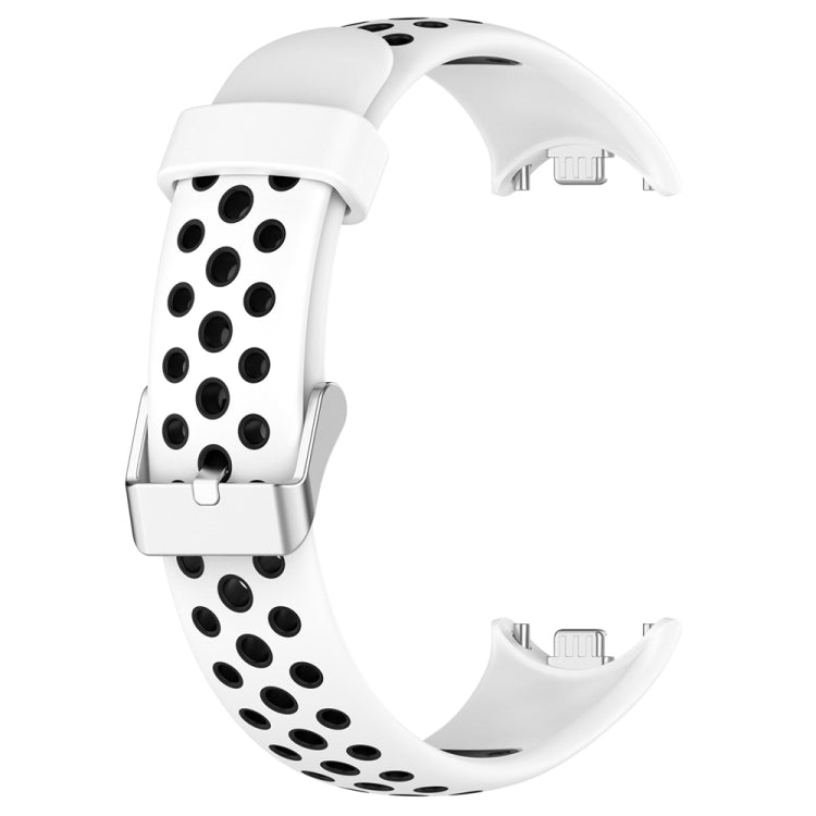 For Xiaomi Mi Band 8 Two-color Steel Plug Silicone Watch Band(White Black) - Watch Bands by PMC TechLife | Online Shopping South Africa | PMC TechLife