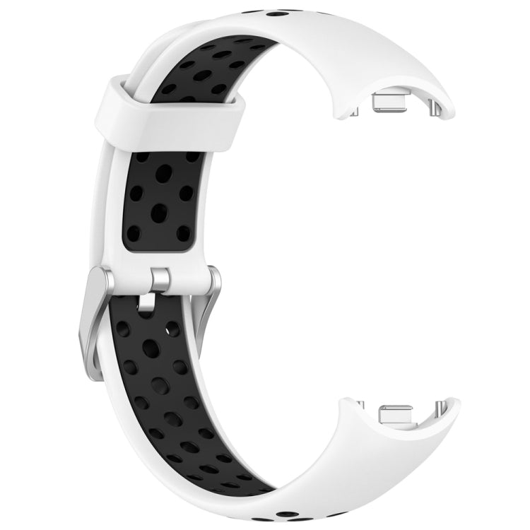 For Xiaomi Mi Band 8 Two-color Steel Plug Silicone Watch Band(White Black) - Watch Bands by PMC Jewellery | Online Shopping South Africa | PMC Jewellery