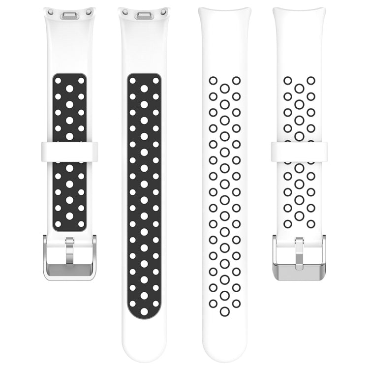 For Xiaomi Mi Band 8 Two-color Steel Plug Silicone Watch Band(White Black) - Watch Bands by PMC TechLife | Online Shopping South Africa | PMC TechLife
