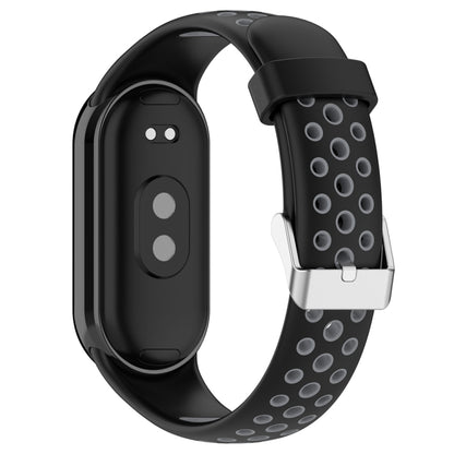 For Xiaomi Mi Band 8 Two-color Steel Plug Silicone Watch Band(Black Grey) - Watch Bands by PMC Jewellery | Online Shopping South Africa | PMC Jewellery