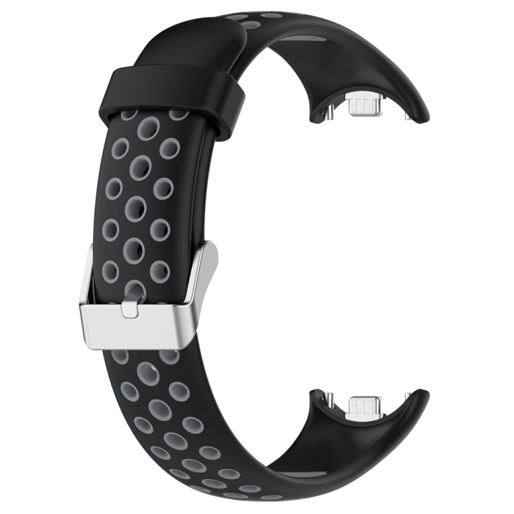 For Xiaomi Mi Band 8 Two-color Steel Plug Silicone Watch Band(Black Grey) - Watch Bands by PMC TechLife | Online Shopping South Africa | PMC TechLife