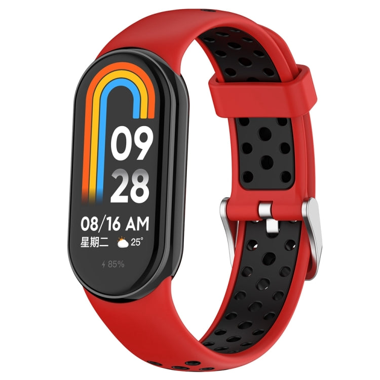 For Xiaomi Mi Band 8 Two-color Steel Plug Silicone Watch Band(Red Black) - Watch Bands by PMC Jewellery | Online Shopping South Africa | PMC Jewellery