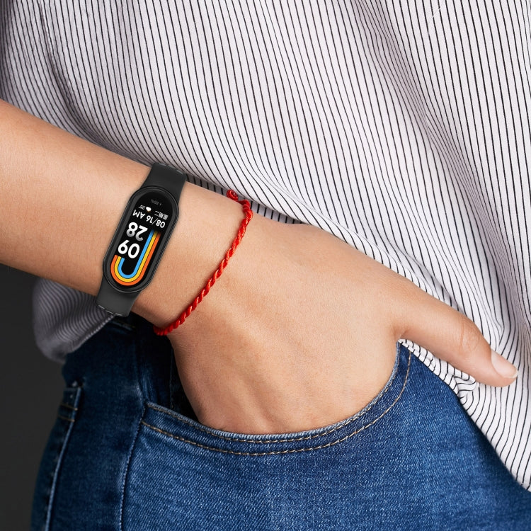 For Xiaomi Mi Band 8 Two-color Steel Plug Silicone Watch Band(Blue White) - Watch Bands by PMC TechLife | Online Shopping South Africa | PMC TechLife