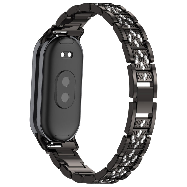 For Xiaomi Mi Band 8 Three-beads Full Diamond Metal Watch Band(Black) - Watch Bands by PMC TechLife | Online Shopping South Africa | PMC TechLife