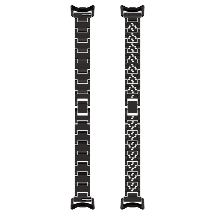 For Xiaomi Mi Band 8 Three-beads Full Diamond Metal Watch Band(Black) - Watch Bands by PMC TechLife | Online Shopping South Africa | PMC TechLife