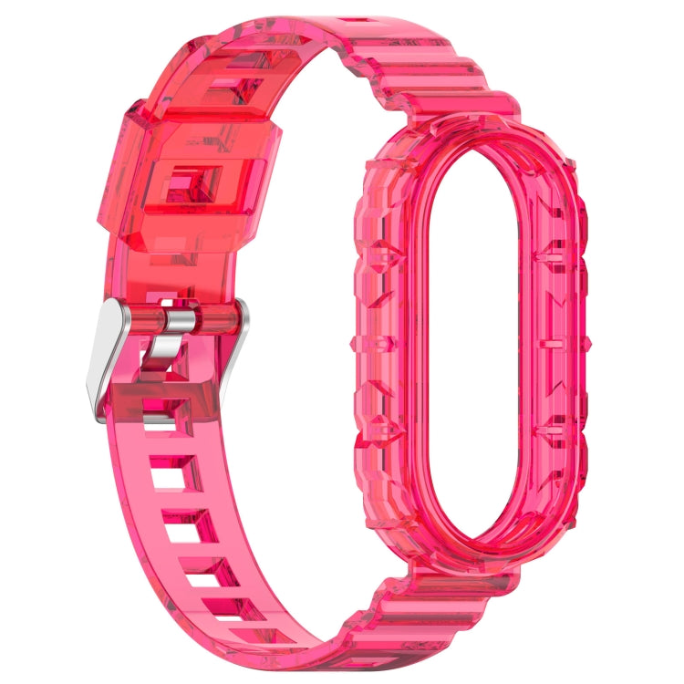 For Xiaomi Mi Band 8 Integrated Transparent Silicone Watch Band(Rose Red) - Watch Bands by PMC Jewellery | Online Shopping South Africa | PMC Jewellery