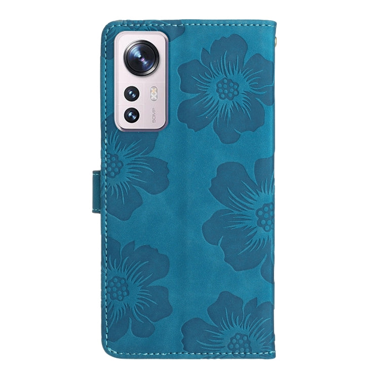 For Xiaomi 12 Lite Flower Embossing Pattern Leather Phone Case(Blue) - Xiaomi Cases by PMC Jewellery | Online Shopping South Africa | PMC Jewellery