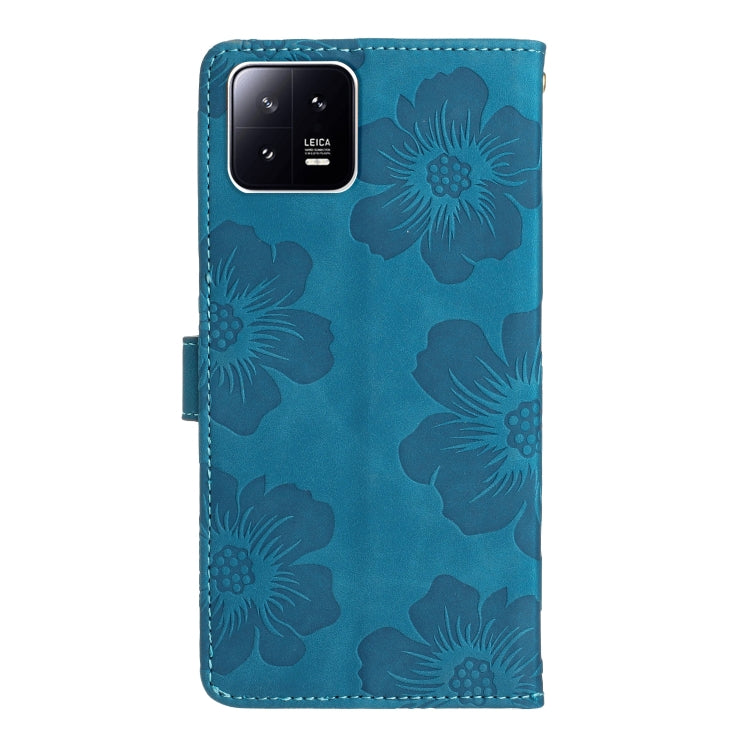 For Xiaomi 13 Flower Embossing Pattern Leather Phone Case(Blue) - free shipping - PMC TechLife - Order now!