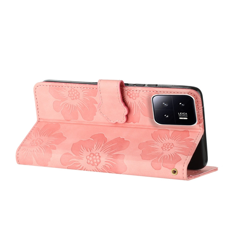 For Xiaomi 13 Flower Embossing Pattern Leather Phone Case(Pink) - free shipping - PMC TechLife - Order now!