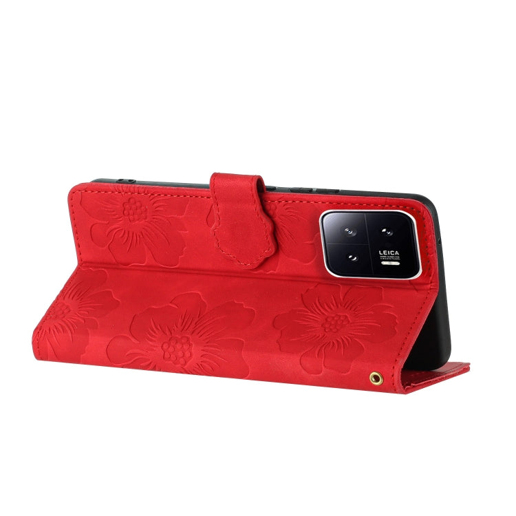 For Xiaomi 13 Pro Flower Embossing Pattern Leather Phone Case(Red) - free shipping - PMC TechLife - Order now!
