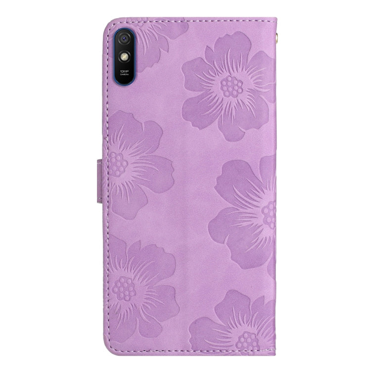 For Xiaomi Redmi 9A Flower Embossing Pattern Leather Phone Case(Purple) - Xiaomi Cases by PMC Jewellery | Online Shopping South Africa | PMC Jewellery