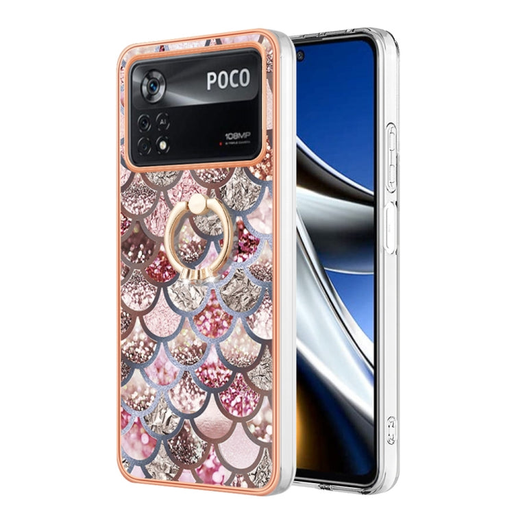 For Xiaomi Poco X4 Pro 5G Electroplating IMD TPU Phone Case with Ring(Pink Scales) - free shipping - PMC TechLife - Order now!