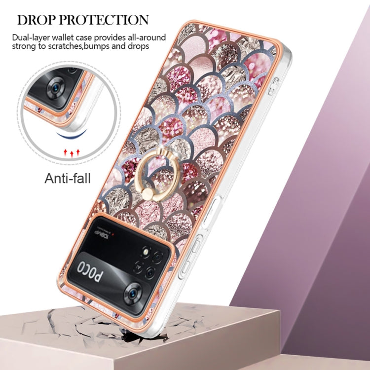 For Xiaomi Poco X4 Pro 5G Electroplating IMD TPU Phone Case with Ring(Pink Scales) - free shipping - PMC TechLife - Order now!
