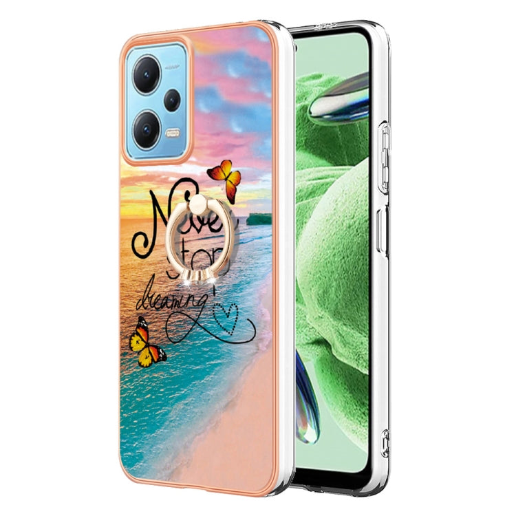 For Xiaomi Redmi Note 12 5G Global/Poco X5 5G Electroplating IMD TPU Phone Case with Ring(Dream Butterfly) - free shipping - PMC TechLife - Order now!