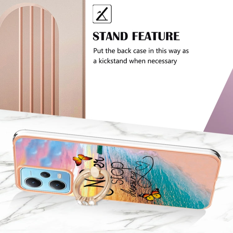 For Xiaomi Redmi Note 12 5G Global/Poco X5 5G Electroplating IMD TPU Phone Case with Ring(Dream Butterfly) - free shipping - PMC TechLife - Order now!