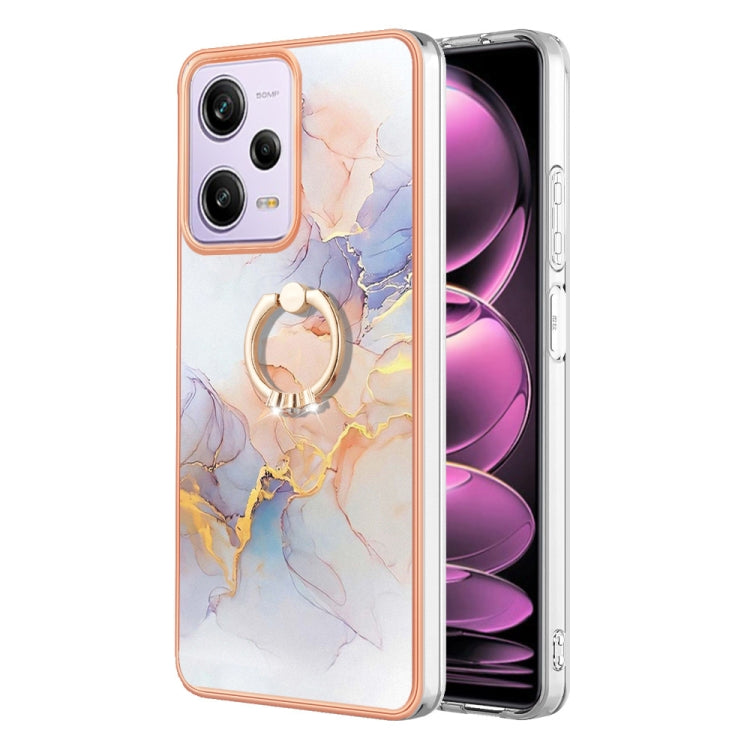 For Xiaomi Redmi Note 12 Pro 5G Global Electroplating IMD TPU Phone Case with Ring(White Marble) - free shipping - PMC TechLife - Order now!