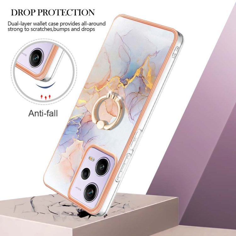 For Xiaomi Redmi Note 12 Pro 5G Global Electroplating IMD TPU Phone Case with Ring(White Marble) - free shipping - PMC TechLife - Order now!