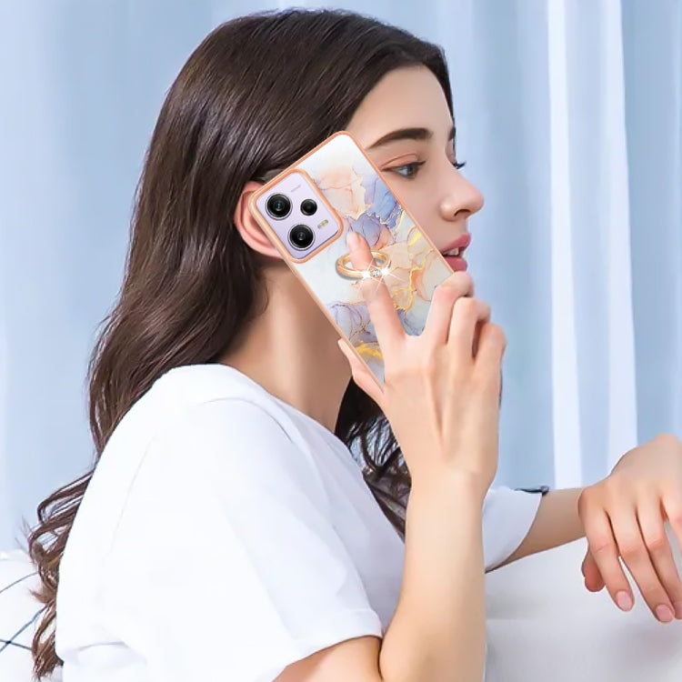 For Xiaomi Redmi Note 12 Pro 5G Global Electroplating IMD TPU Phone Case with Ring(White Marble) - free shipping - PMC TechLife - Order now!