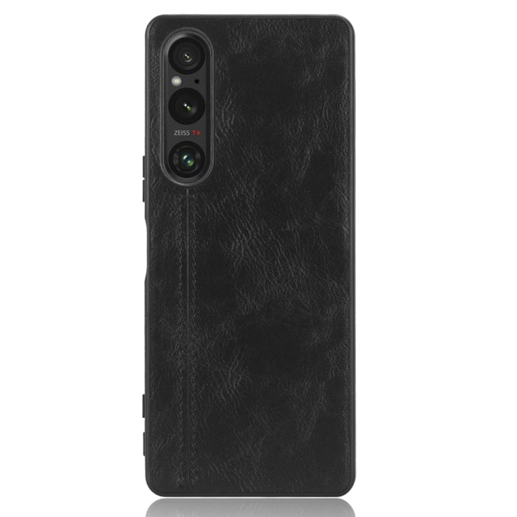 For Sony Xperia 1 V Sewing Cow Pattern Skin PC + PU + TPU Phone Case(Black) - Sony Cases by PMC Jewellery | Online Shopping South Africa | PMC Jewellery