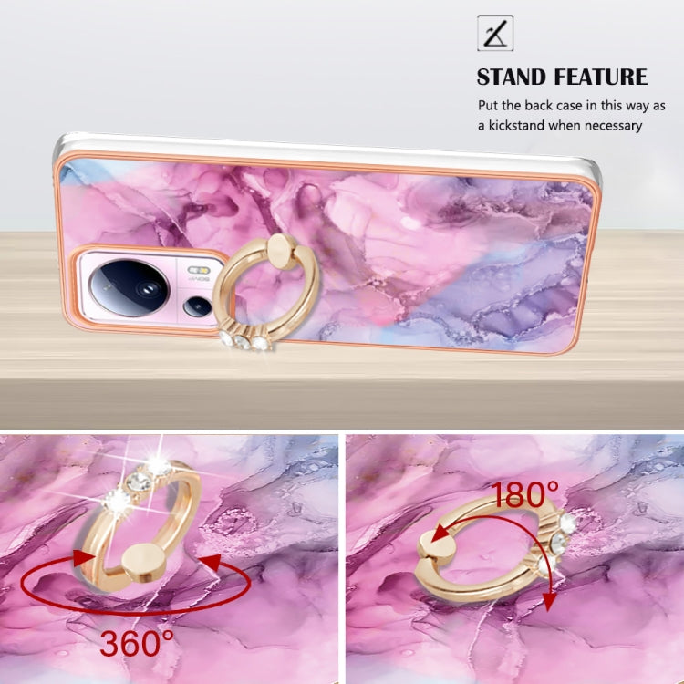 For Xiaomi 13 Lite 5G Electroplating Marble Dual-side IMD Phone Case with Ring(Pink 013) - free shipping - PMC TechLife - Order now!
