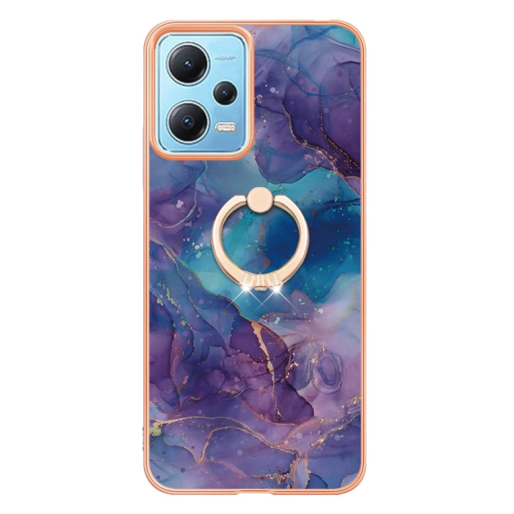 For Xiaomi Redmi Note 12 5G Global/Poco X5 5G Electroplating Marble Dual-side IMD Phone Case with Ring(Purple 016) - free shipping - PMC TechLife - Order now!