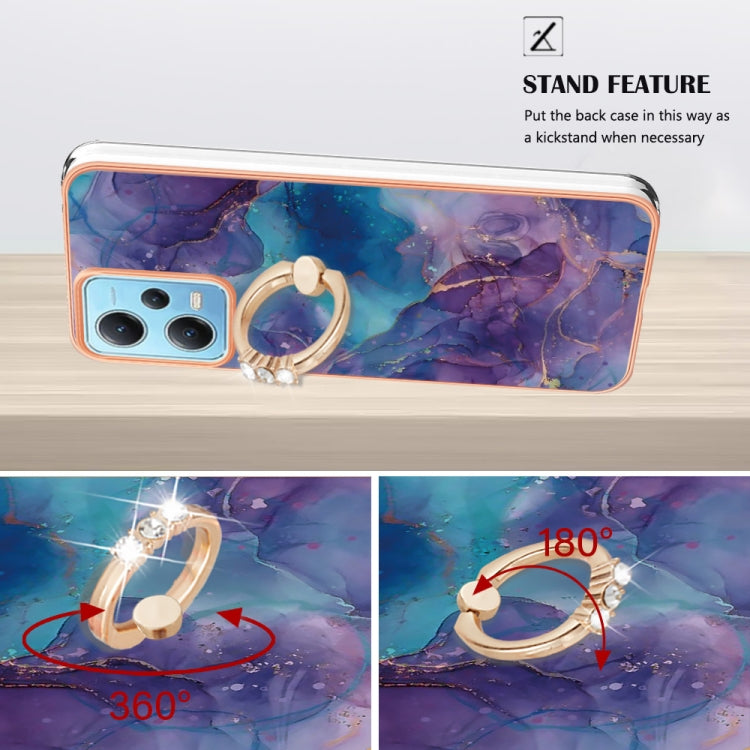 For Xiaomi Redmi Note 12 5G Global/Poco X5 5G Electroplating Marble Dual-side IMD Phone Case with Ring(Purple 016) - free shipping - PMC TechLife - Order now!