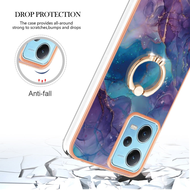 For Xiaomi Redmi Note 12 5G Global/Poco X5 5G Electroplating Marble Dual-side IMD Phone Case with Ring(Purple 016) - free shipping - PMC TechLife - Order now!