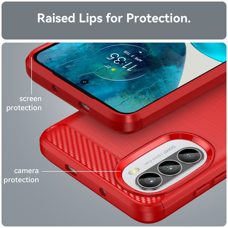 For Motorola Moto G52 Brushed Texture Carbon Fiber TPU Phone Case(Red) - free shipping - PMC TechLife - Order now!